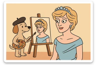 Princess Diana painting picture by a dog sticker