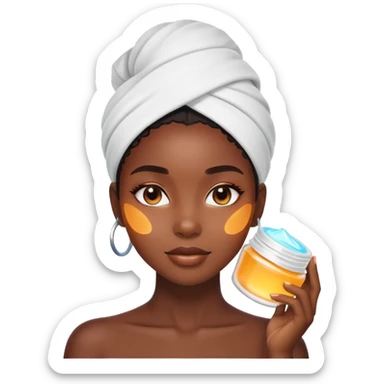 black girl with skincare on sticker