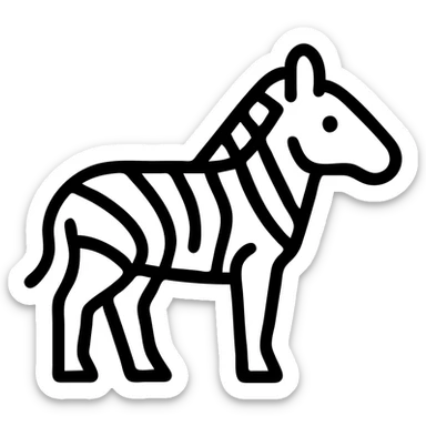 zebra, minimalist black outline icon, no fill, simple lines sticker