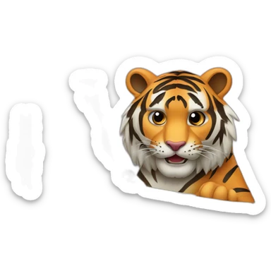 A tiger on a laptop with an "AVEX" sticker sticker