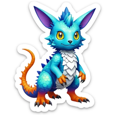 colorful Fakémon-Digimon-Fionbri-Trico-creature (full body) sticker