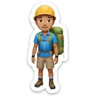 man standing on a mountain peak, apple style emoji sticker