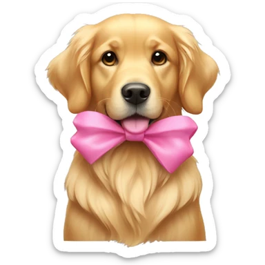 golden retriever with a pink bow sticker