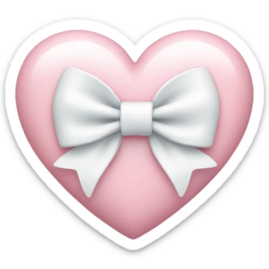 Pastel pink heart with white bow sticker