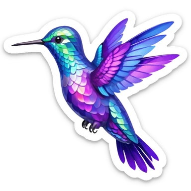 hummingbird with blue and purple with sparks sticker