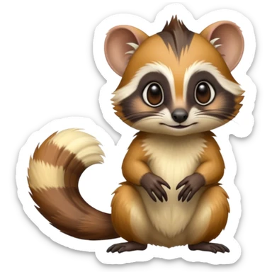 Colorful shiny hyper-realistic cute smooth soft fuzzy Tamarin-Numbat-hybrid (full body) sticker