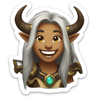 warcraft tauren female laughing sticker