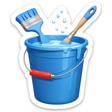 Bucket and brush for cleaning sticker