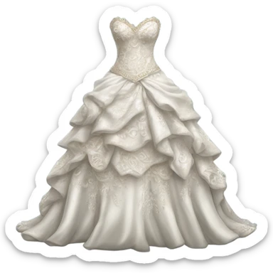 Hyper Realistic ornate 
Whimsical Wedding dress displays sticker