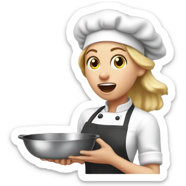 white girl cook with a surprised face covers her mouth with her hand sticker