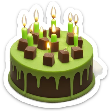 Matcha fudge cake with 24 as candles on it sticker