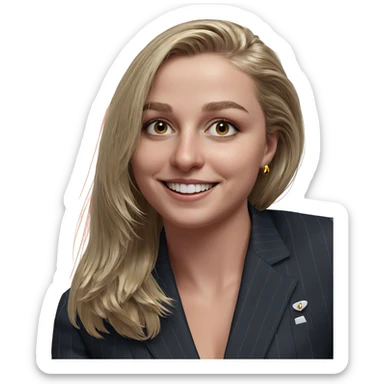 smiling girl in pinstripe suit sticker