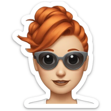 Bad Redhead girl bun Sun glass bun with cockatiel sticker