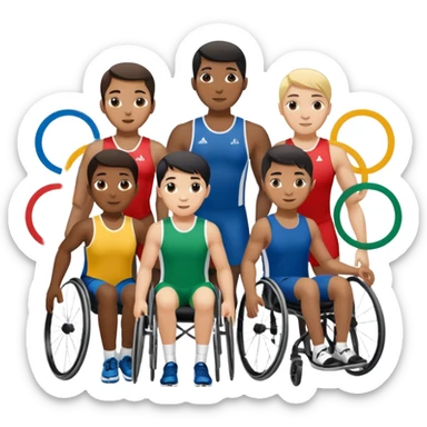 paralympic games with disable athletes with the right colors of olympic rings sticker