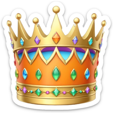 3d crown orange in color with rainbow inlay sticker