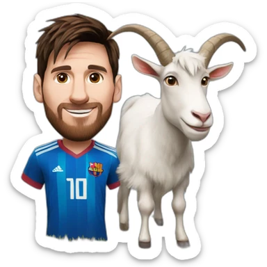 Lionel Messi with a goat sticker