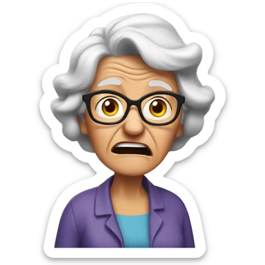 angry grandma can't hear cup her hand to her ear sticker