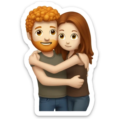 Ginger man hugging brunette girl sticker