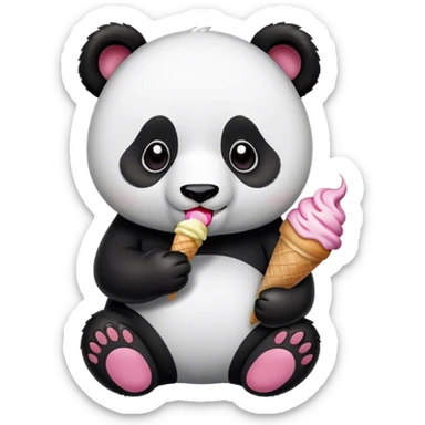 Panda eating ice cream sticker