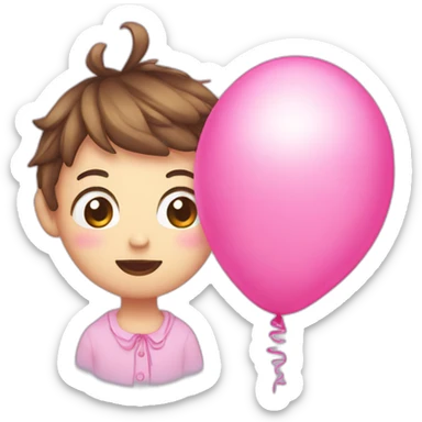 cue kawaii pink baloon sticker