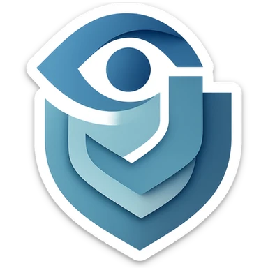 Picasso-inspired minimal logo for 'Early Risk': abstract, geometric forms suggesting insight and protection, macOS-style with soft gradients and subtle shadows. No text, no checkmarks or arrows. Calm, stable color palette (blues, teals, grays). Modern, clean, reassuring, with unique twist—stylized layered shield or abstracted survey/feedback motif. Transparent background, works at all sizes. sticker