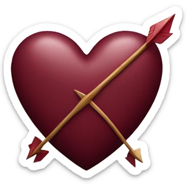 Burgundy heart with arrow sticker