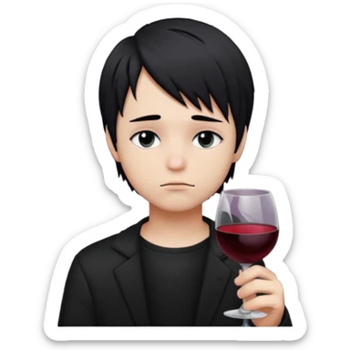 Bebendo vinho emo adolescente masculino com o rosto triste sticker