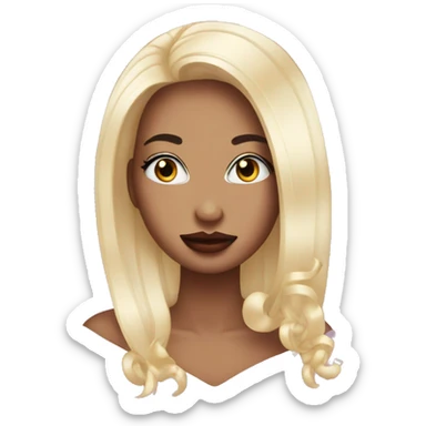  Emoji with long eyelashes and glossy lips with nails sticker