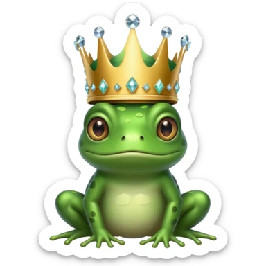 frog King, with crown, crystal and standing sticker