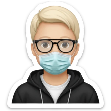 emojis.com man-with-medical-mask-and-white-hoody-and-black-glasses sticker