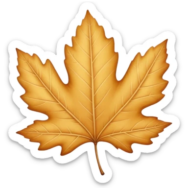 pastel warm autumn leaf in beige and golden tones, soft shadows, light grain texture, no background, cozy and delicate atmosphere sticker