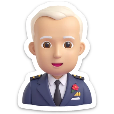 George C. Marshall as a 3D emoji, realistic facial features, formal suit, dignified expression, neutral background, PNG vector style sticker