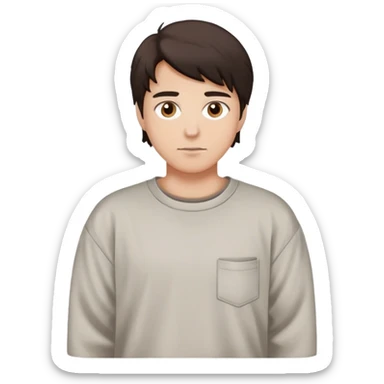 Black+brown hair, brown eyes, baggy tshirt with full sleeve  sticker