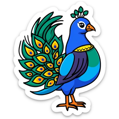 colorful peacock with Hindi word Husn meaning beauty sticker