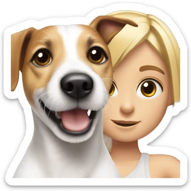 jack russel terrier with blond girl sticker