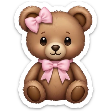Teddy bear with light pink bow  sticker