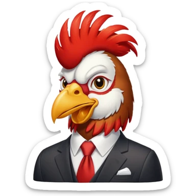 Rooster in office suit sticker