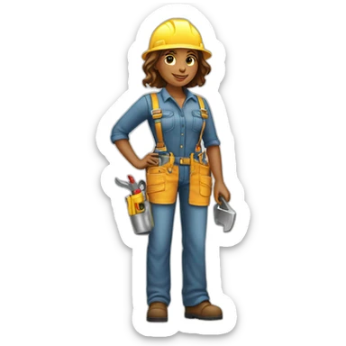 expert standing handyman girl sticker