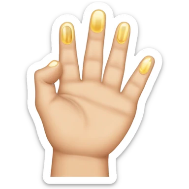 womans finger with nails and rings going the index and middle finger pointing and the rest balled like a gun in the air  sticker