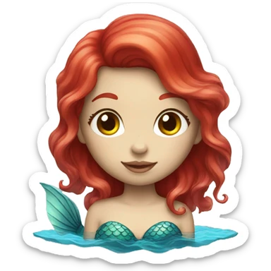 mermaid with red hair with a heart sticker
