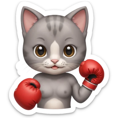 Smiling Gray baby girl kitten boxing  sticker
