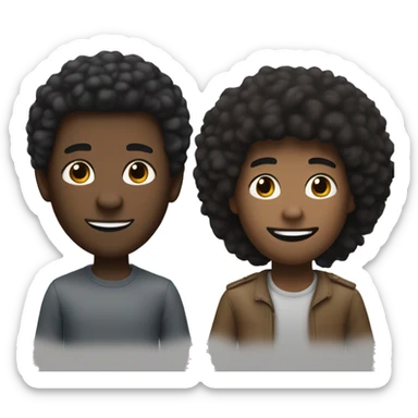 > "Create a Memoji representing a young black man, 19 years old, with dark skin and a mini afro. Half of his face is visible with soft features and a friendly smile, while the other half is partially covered by a Guy Fawkes mask. sticker