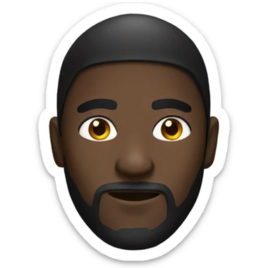 Create a emoji of a black man staring with black hood, pitch black eyes, thin beard sticker