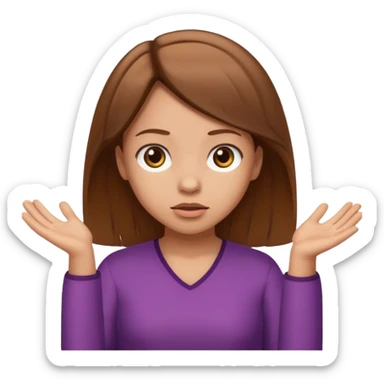Girl with light skin a brown hair shrugging sticker