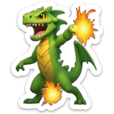 dracaufeu jouant avec du feux sticker
