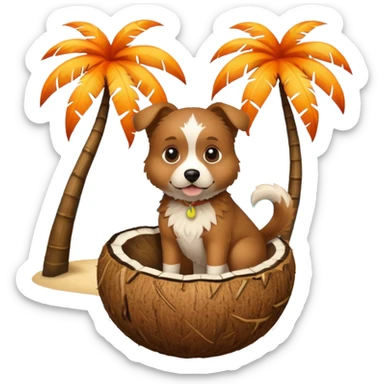 dog in a coconut sticker