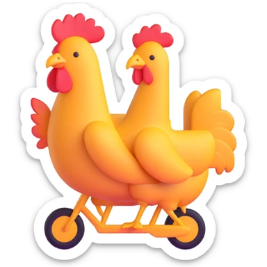 chicken jockey small character riding a chicken sticker