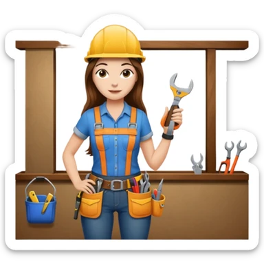 beautiful girl with long brown hair constructing new lounge room sticker