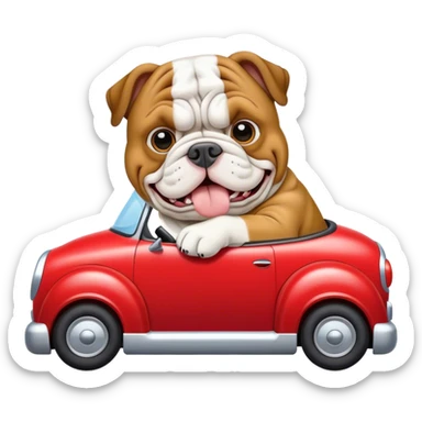 Bulldog driving a car  sticker