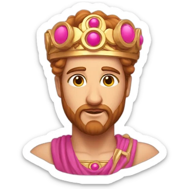 pink greek god with a pink circlet floating over him sticker